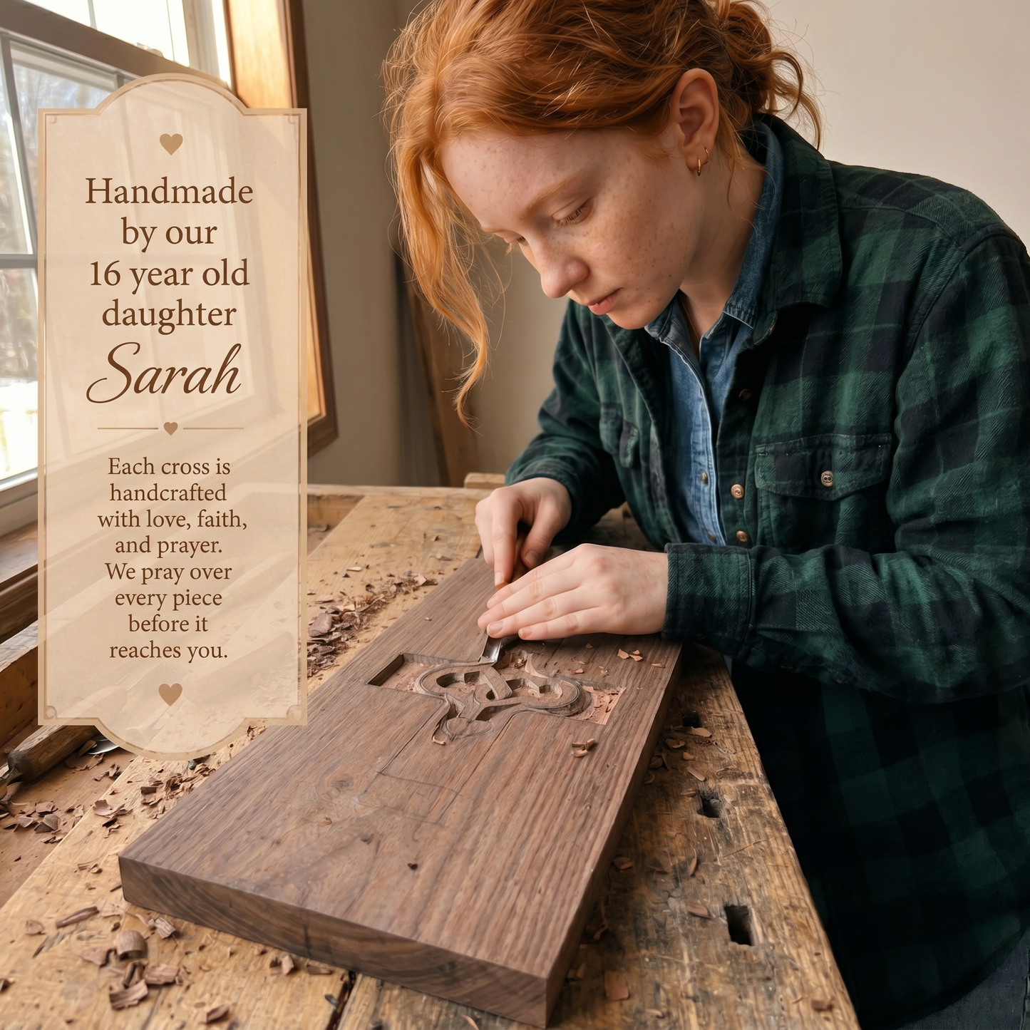 Handcrafted Wood Cross by Sarah